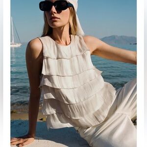 Zara Sparkly Effect Ruffled Top